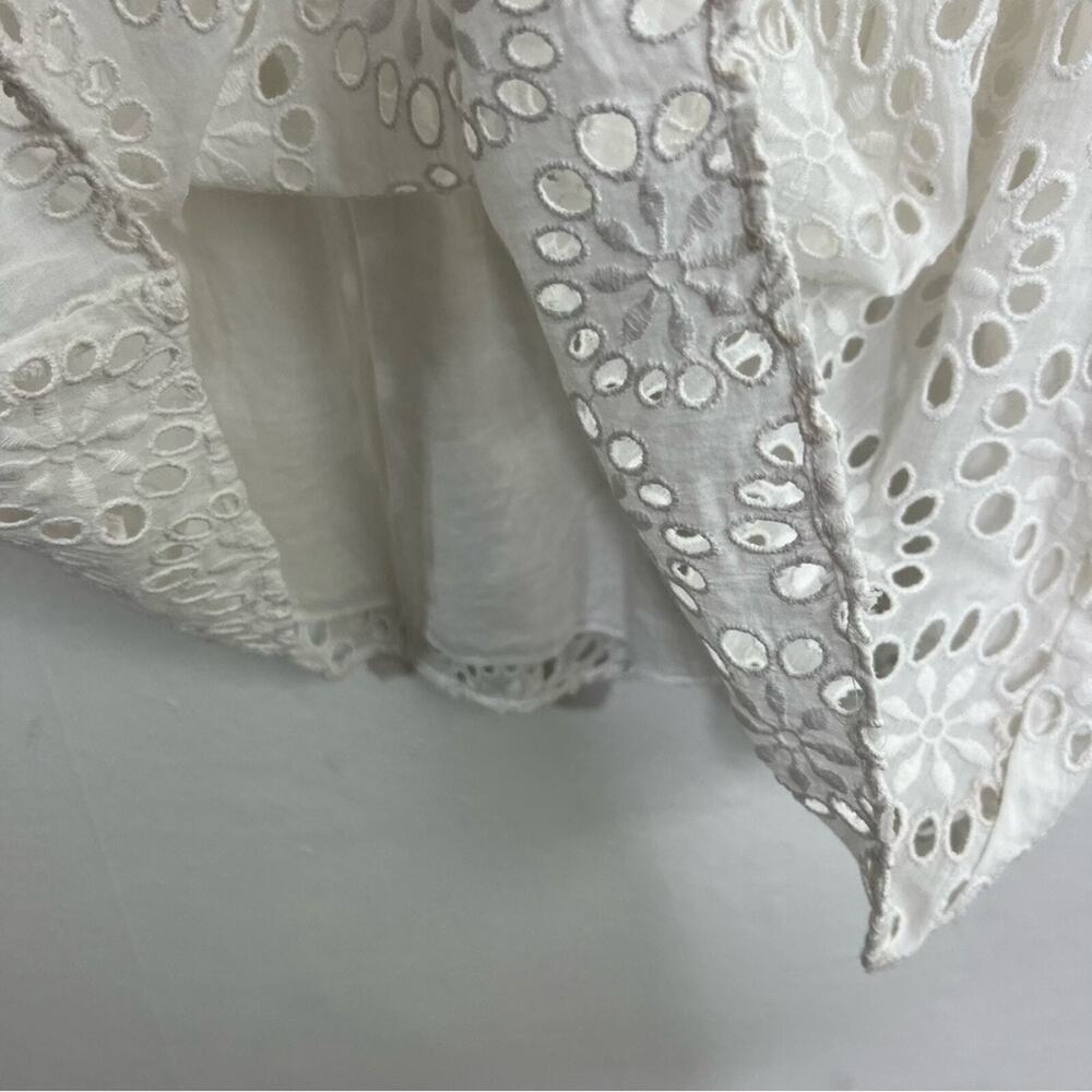 Sail to Sable White Floral Eyelet Flutter Sleeves Shift Dress Size XS - Picture 7 of 11